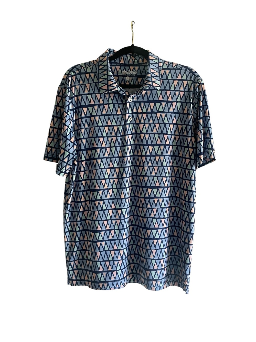 Chubbies Triangu-later Performance Polo Shirt Large Geometric Golf Stretch
